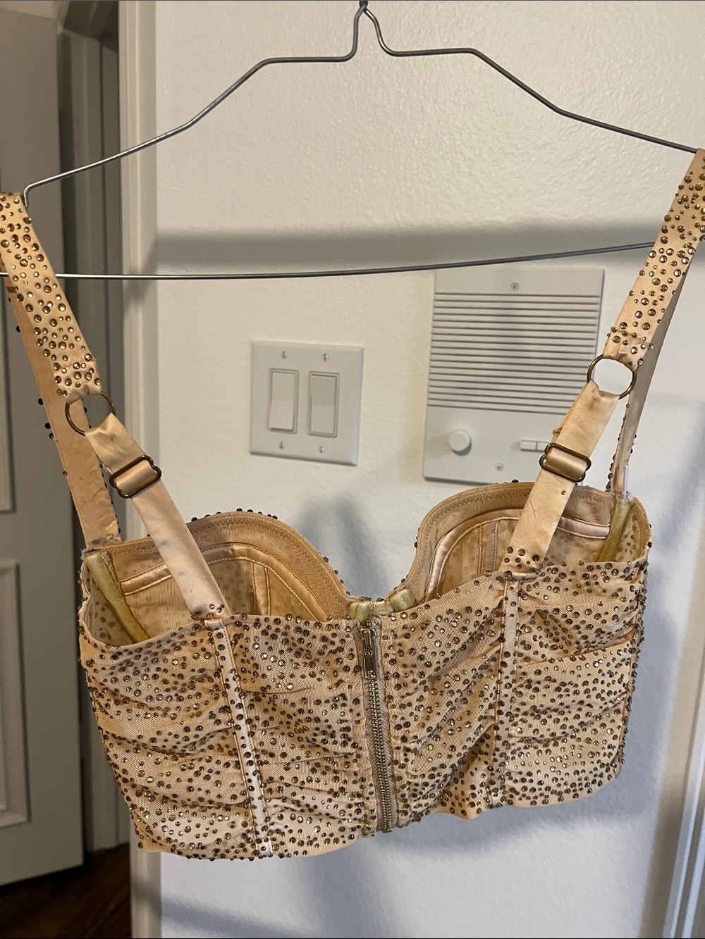 Embellished Light tan Satin Bustier Top Oh Polly - Picture 7 of 10
